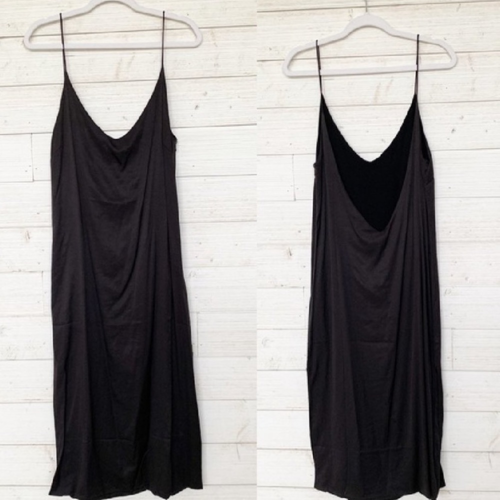 NWT Tee Ink Wear The Weekend Black Slip Dress Low Swoop Back.